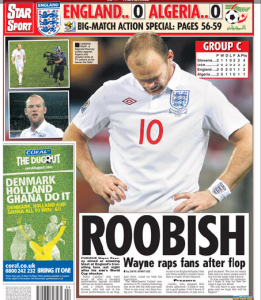 Engelse krantenkop over voetbal